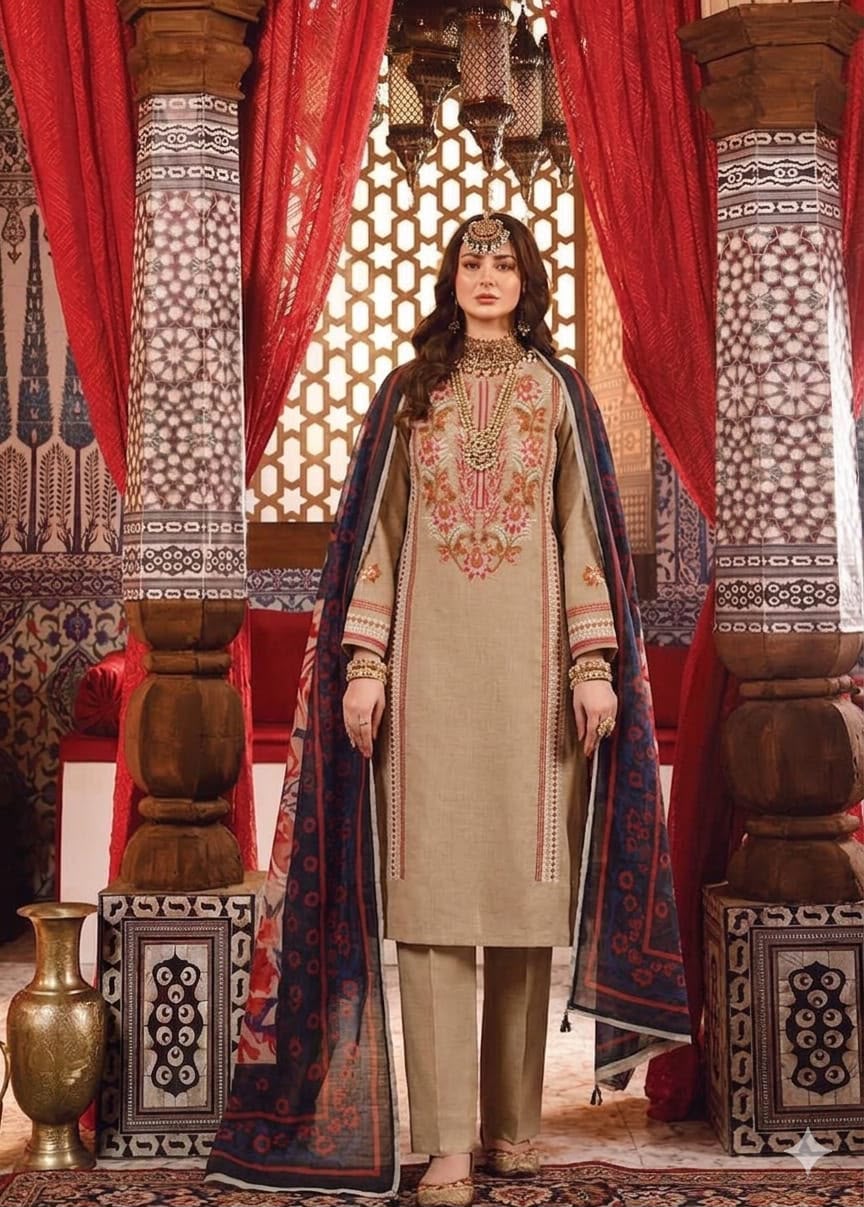 KHAADI lawn embroidered hit code unstitced 3pc✓