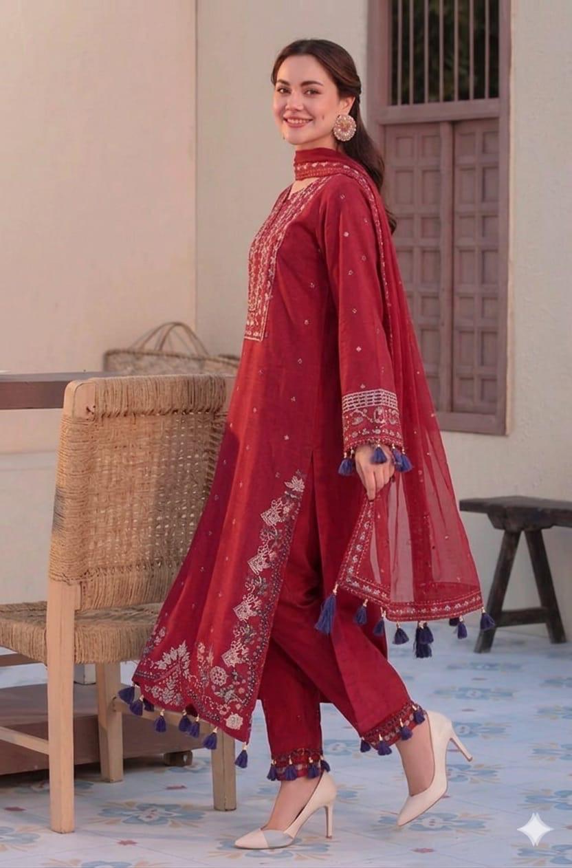 JADE lawn embroidered luxury unstitched 3pc✓