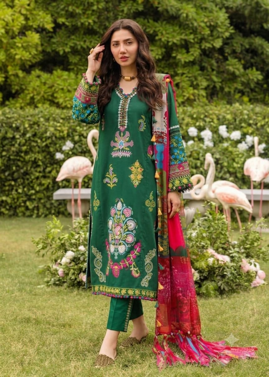 SADAF FAWAD lawn embroidered luxury unstitched 3pc✓