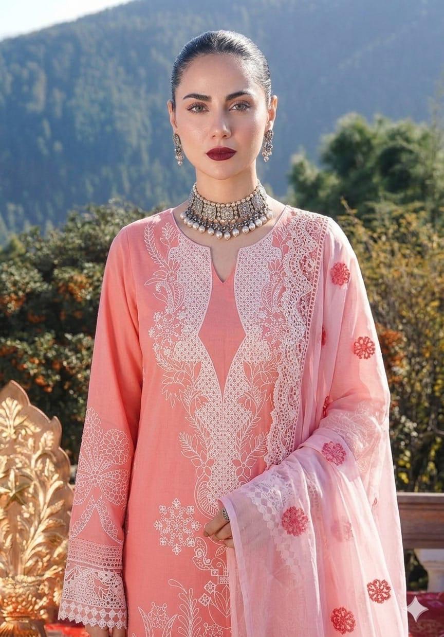 CRIMSON chikankari lawn luxury3pc✓