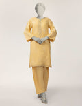mustard maple silk embroidered co-ord set